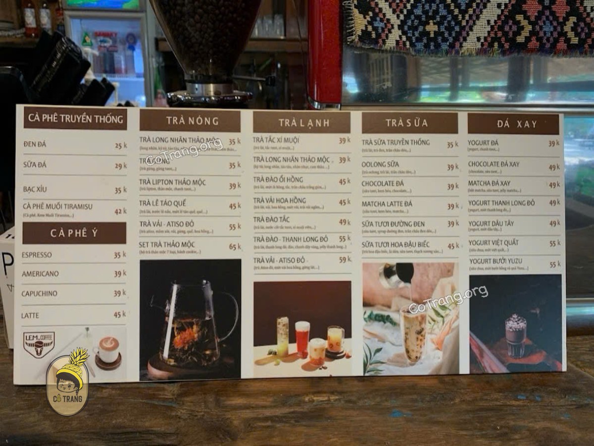 Menu đồ uống tại Lem Coffee & Tea Gia Lai